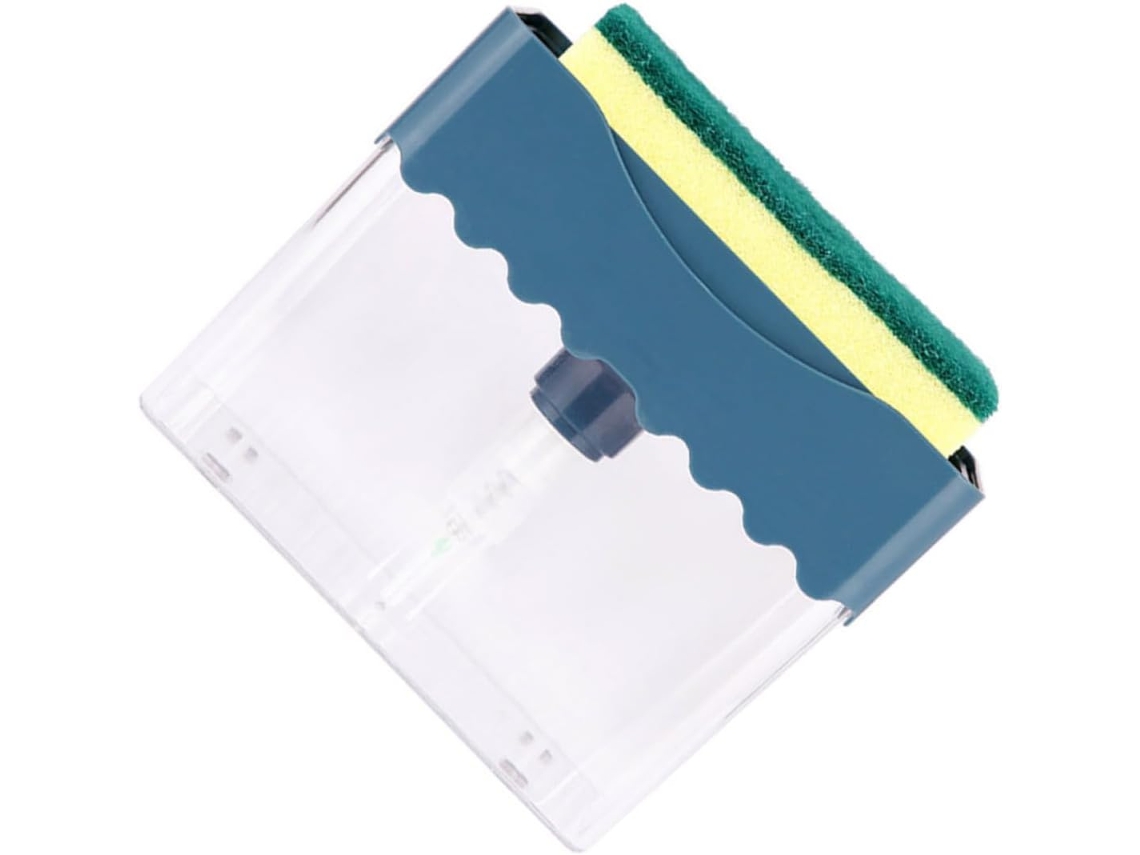 Dispensador Jabón Líquido Plástico Oscuro Bomba Manual Doméstico Cocina Almacenamiento Esponjas Azul Uso