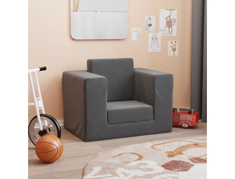 MAISON EXCLUSIVE - Sofá cama infantil felpa suave gris antracita