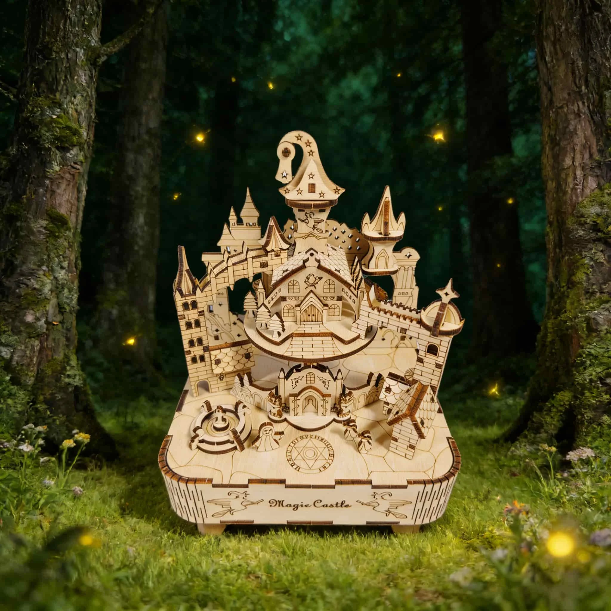 Nueva Caja De Música Castillo Mágico, Rompecabezas 3d, Caja De Música De Madera Para Armar