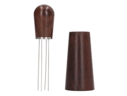Herramienta para remover café con mango de madera, 4 puntas arqueadas, base marrón oscuro para el hogar