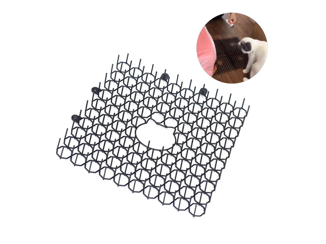 Alfombrilla Anti-gatos Con Púas, De Plástico, Repelente Para Animales, Duradera Y Flexible, 22x22 Cm.