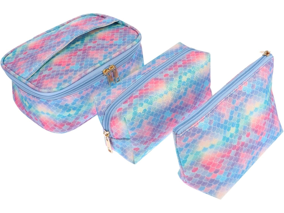 Neceser De 3 Piezas De Piel Sintética Impermeable, Multifuncional Para Guardar Cosméticos Y Otros Artículos.