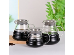 Juego de café y té transparente clásico, 1 cafetera, cafetera de vidrio hecha a mano por un barista.
