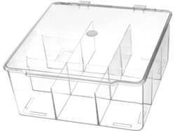 Caja De Almacenamiento De Plástico Con Tapa, Organizador Compartimentado, Compartimentos Transparentes.