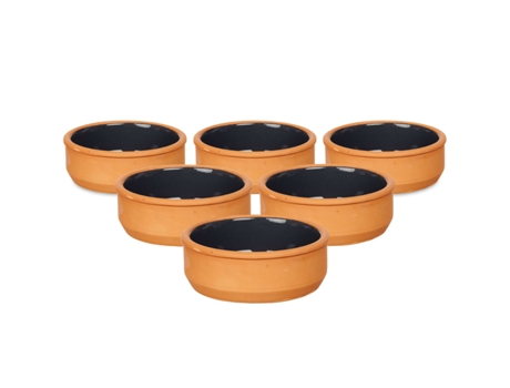 Set de 6 Cazuelas de Barro Aptas para el Horno ø12x5 cm Negro TIENDA EURASIA