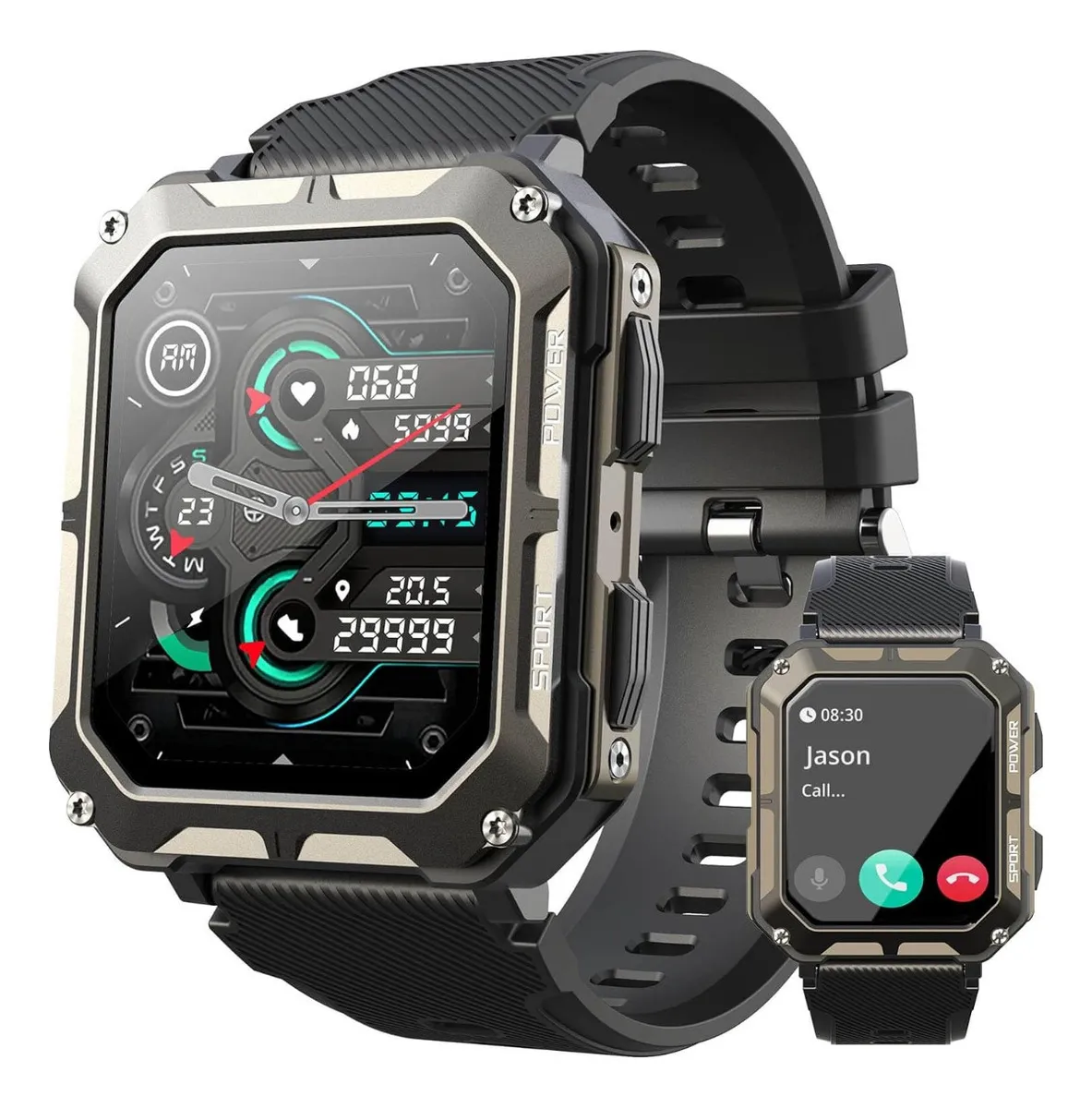 Reloj inteligente deportivo Vayotoy resistente al agua hasta 5 atm para hombre y mujer.