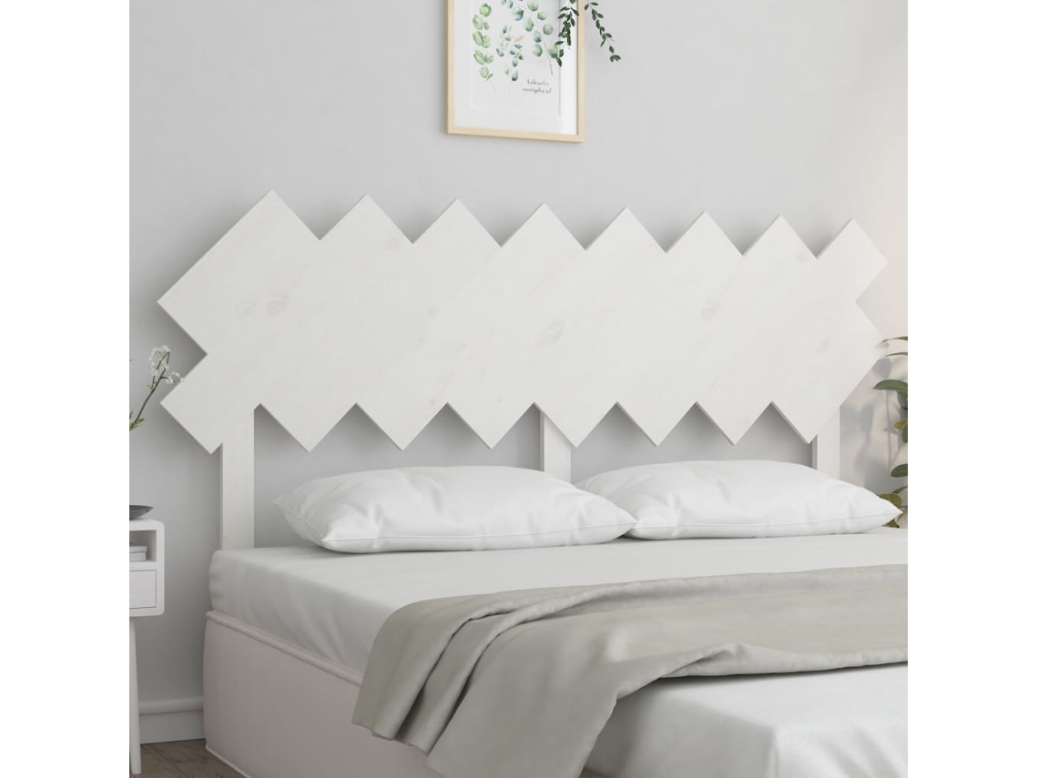Cabecero De Cama Madera Maciza De Pino Blanco 159,5x3x80,5 Cm