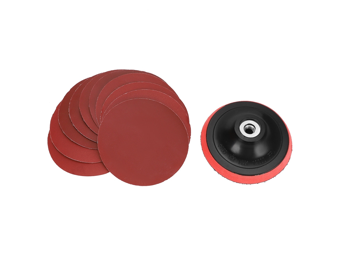 Lixa De 4 Polegadas Com Rosca Interna M10 + 10 Folhas De Lixa De Couro Redonda 600 Grit