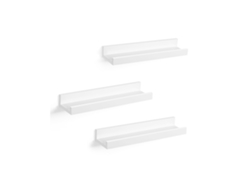 Set 3 Estantes De Pared Flotantes Madera Mdf Borde Frontal Con Tope 38x10x5 Cm - Blanco