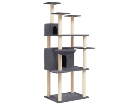 Rascador para gatos con postes de sisal gris oscuro 166 cm VIDAXL