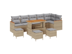 Conjunto 10 De Sofás De Jardín De Vidaxl Con Cojines Beige Poliratán