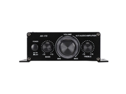 Amplificador Mali mini AK170, 20W+20W, 12V, resolução 47k, baixa distorção