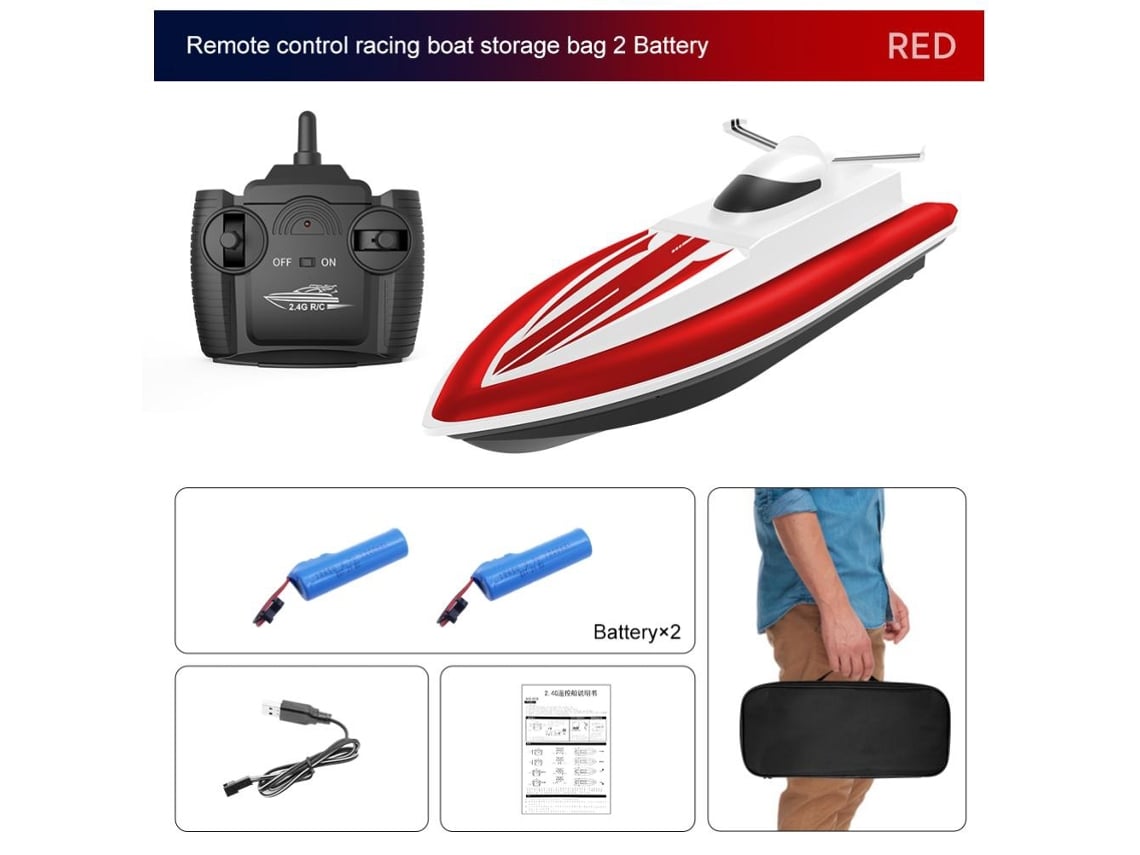 Rebe-barco De Carreras Rc Eléctrico Impermeable 2.4g Para Niños, 4 Canales, Alta Velocidad, Recargable