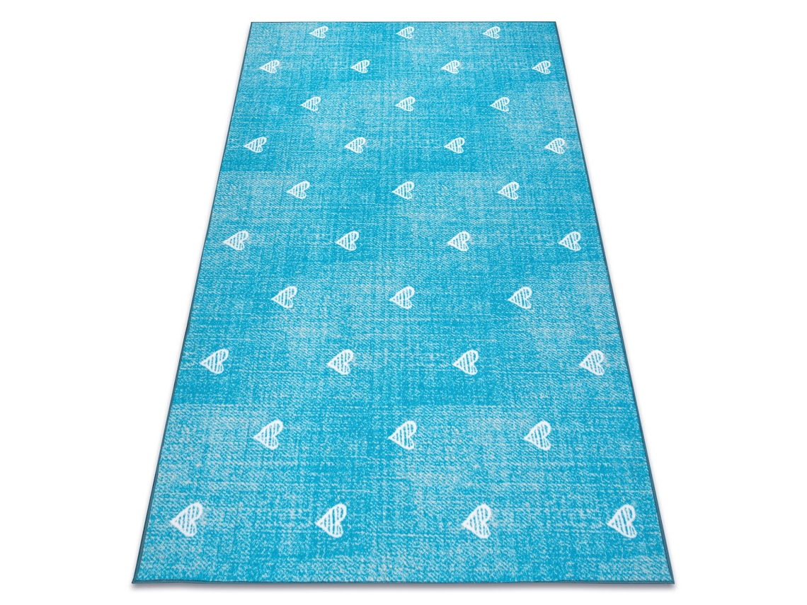 Alfombra Para Niños Hearts Jeans, Vintage Corazones - Turquesa (100 x 200 cm)