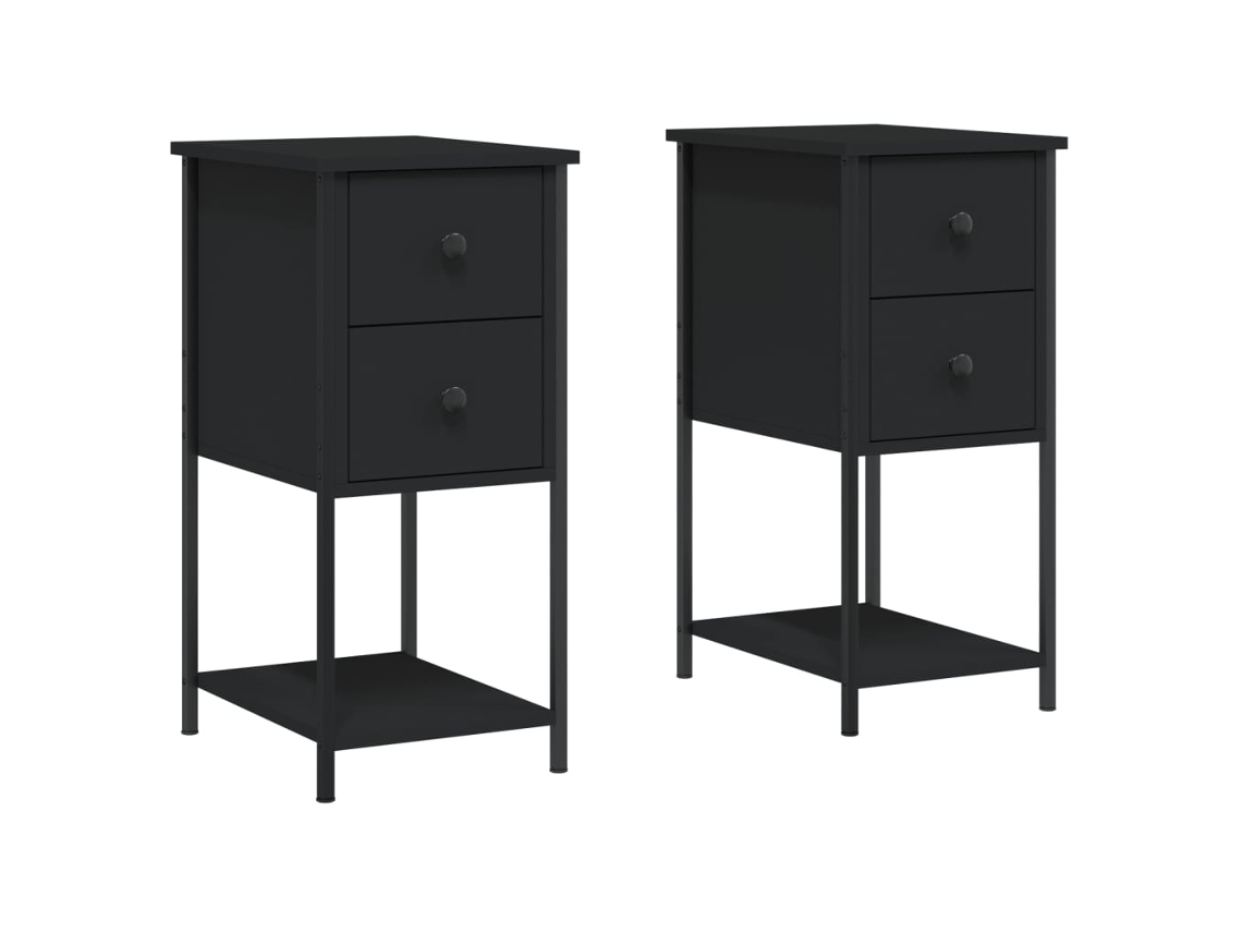 Maison Exclusive - Mesitas De Noche 2 Uds Madera De Ingeniería Negro 32x42x70 Cm