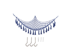 Dan26-hamaca De Almacenamiento Para Juguetes Triangular Tejida Con Perlas De Madera Y Borlas Para Animales De Peluche Azul Real