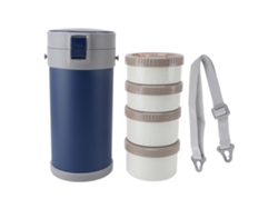 Hornilla de microondas hermética Tarro de 2,9 l, acero inoxidable 304, color azul, con aislamiento térmico.