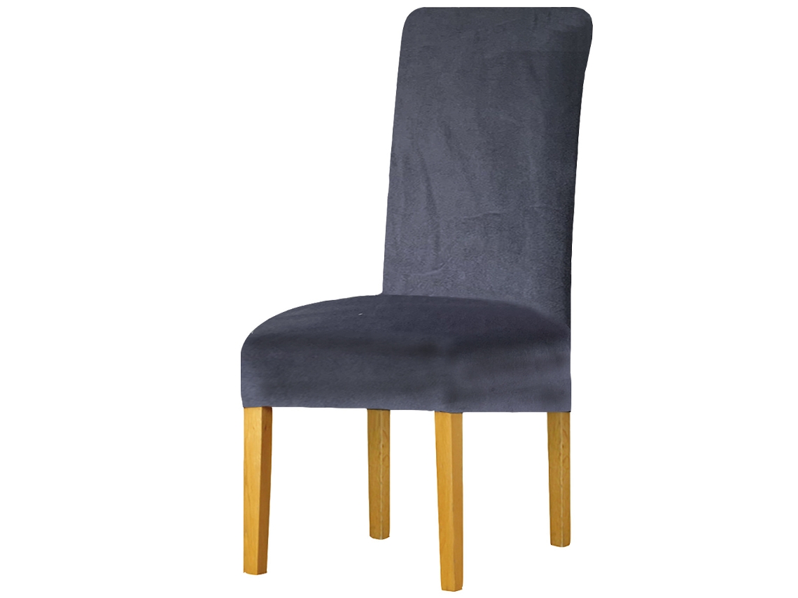 Funda para silla de comedor de terciopelo gris oscuro Siurn de 1 pieza