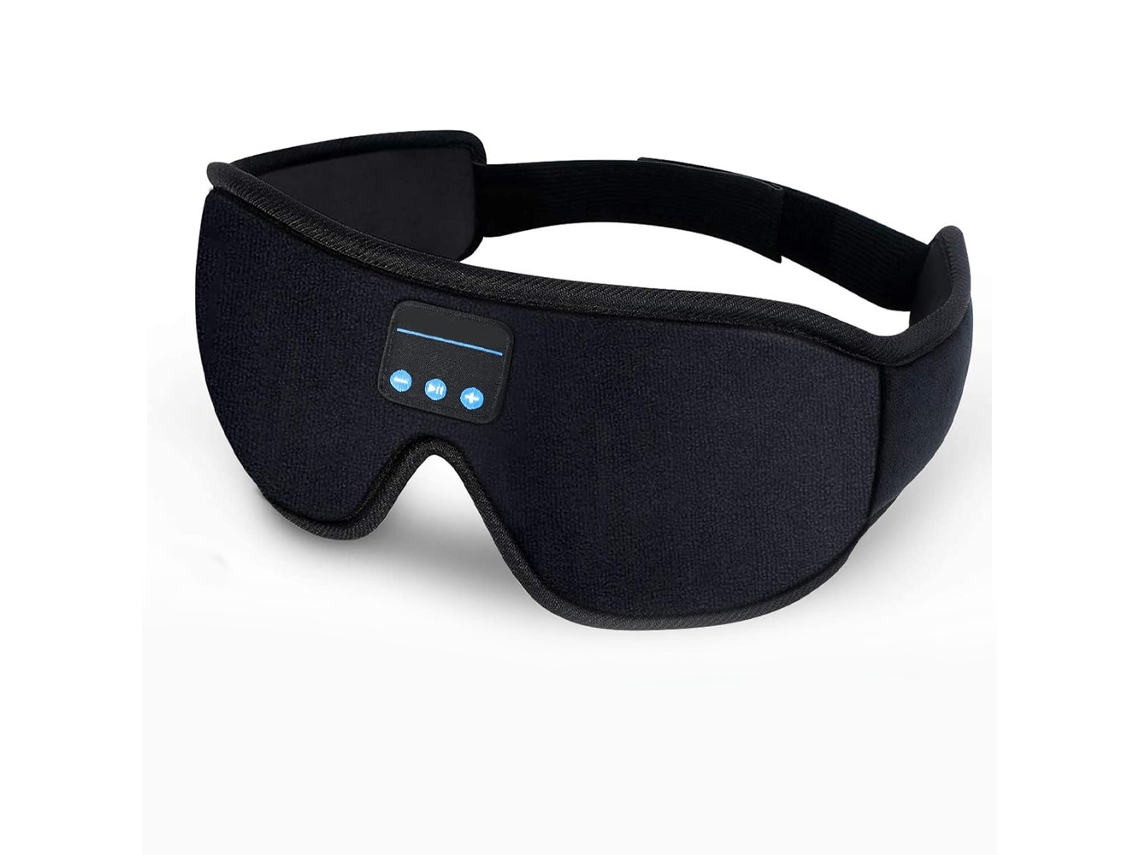 Antifaz para dormir Bluetooth 3D JIAPEI con micrófono y altavoz estéreo, color negro.
