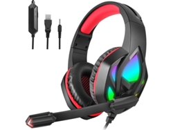 Auriculares Supraaurales Para Videojuegos Con Micrófono, Cancelación De Ruido Y Sonido Estéreo Envolvente Profundo, Color Rojo.