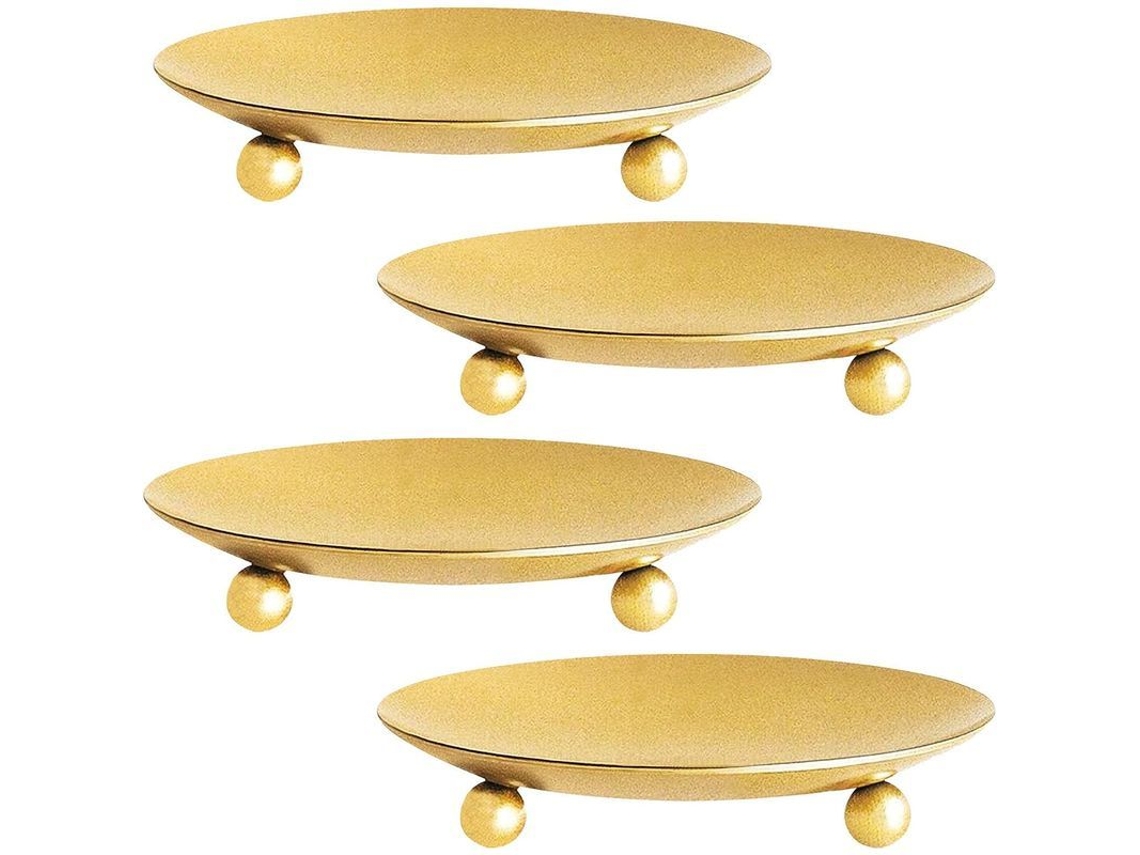 Soportes Para Velas Conjunto De 4 Metal Dorado Para Velas De Pilar Y Led Decoración Fiesta Cumpleaños Cena