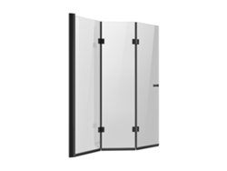 Puerta de ducha plegable de tres paneles sin marco Succebuy, 1295 x 1422 mm, color negro