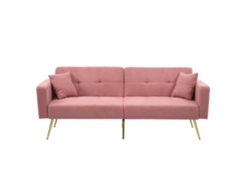 Sofá convertible con respaldo ajustable de 2 plazas en tela francesa de felpa rosa Mobrio