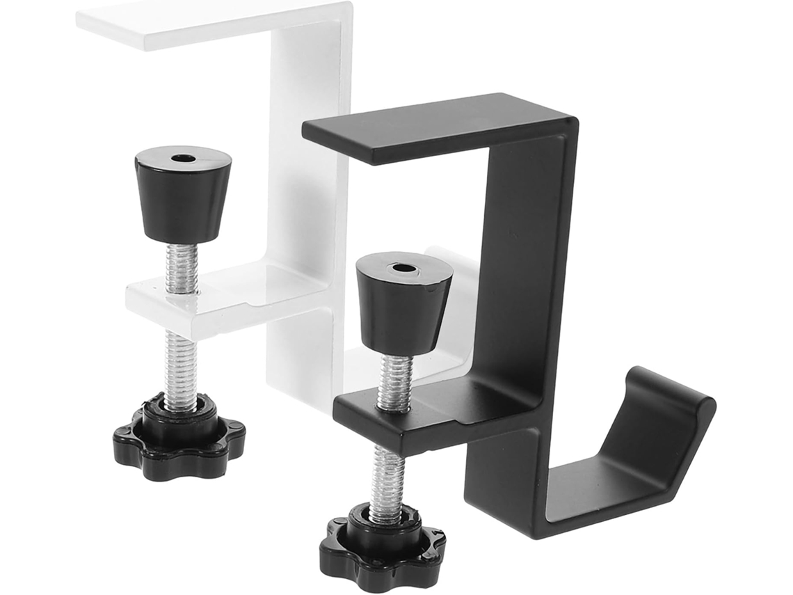 Juego de 2 ganchos de mesa sin agujeros, ganchos de metal blancos y negros para colgar, prácticos