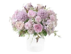 Ramo De Flores Artificiales: Peonías, Hortensias Y Claveles De Seda Decorativos, 2 Piezas (verde Claro).