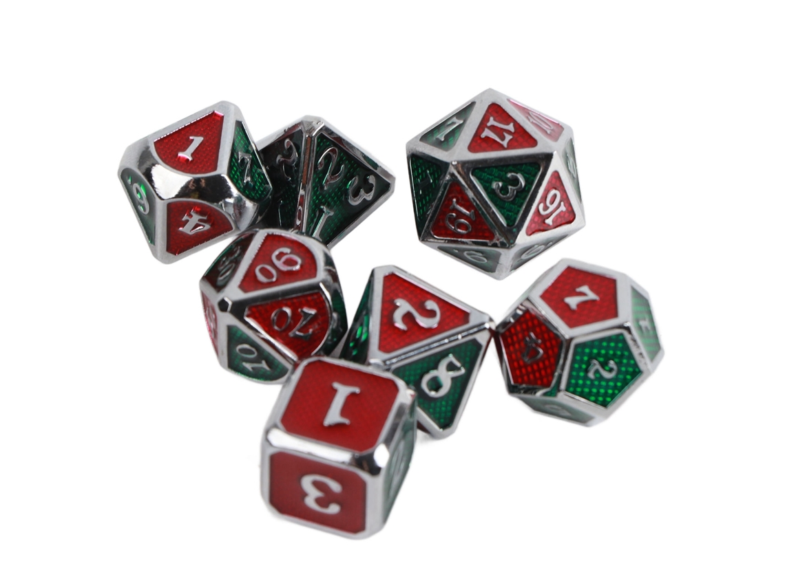7pcs Dados Poliédricos De Metal Para Rpg E Jogos De Tabuleiro, Cor Vermelho Caramelo