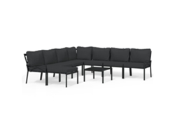 Conjunto 9 de muebles de jardín VIDAXL acero con cojines gris
