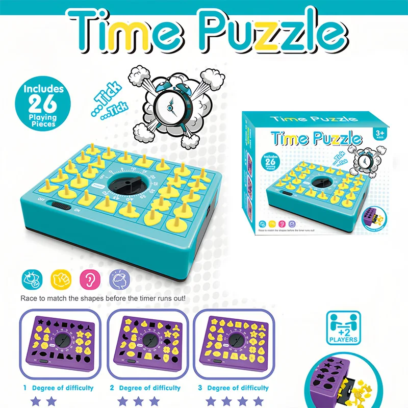 Jogo de Encaixe de Formas , 26 Peças, Quebra cabeça Educativo com Tempo MDUG (azul)