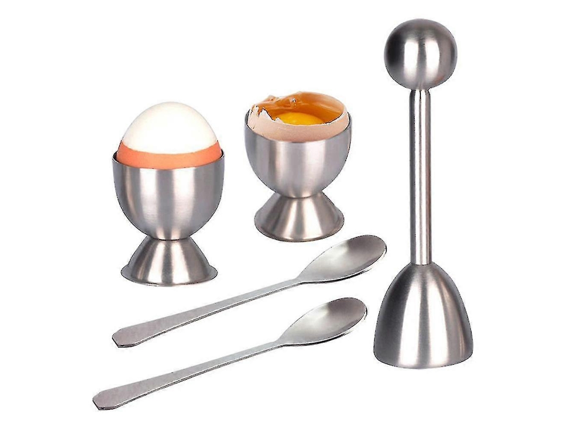 Conjunto De Cortador De Huevos Cocidos De Acero Inoxidable Con Taza Y Cuchara Para Huevos Duros Y Blandos