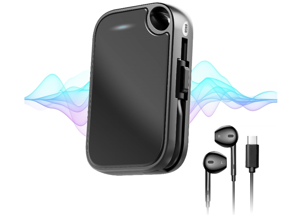 Grabadora de voz digital de 64 Gb con reproducción de micrófono dual HD Grabadora de voz en cinta de 3072 Kpbs con dispositivo de reducción de ruido de YEMAESRE
