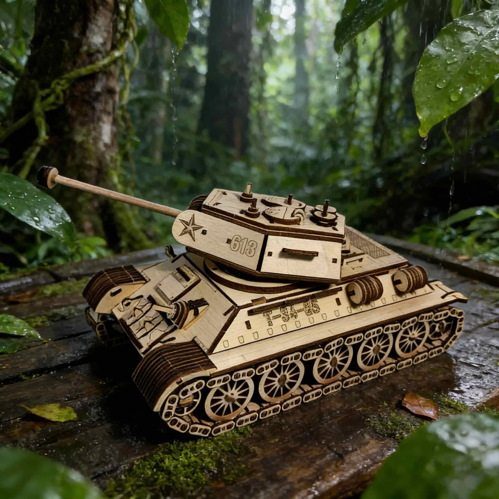Un Tanque De Madera Para Armar Uno Mismo, Un Rompecabezas 3d Creativo.