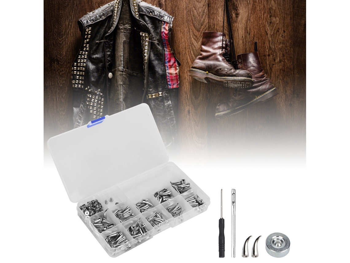 Kit De Remaches Punk De 100 Piezas Con 3 Herramientas De Aleación Para Manualidades En Cuero.