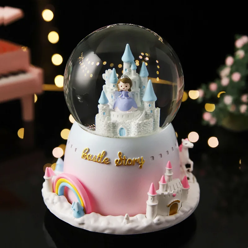 (estilo 11) Caja De Música Con Bola De Cristal Y Luz. Regalo Para El Día De San Valentín.