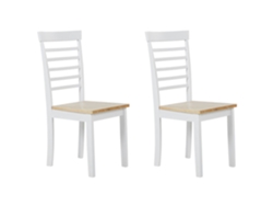 Conjunto de 2 cadeiras de jantar em madeira de seringueira BELIANI Battersby de Madeira de seringueira Castanho claro 40x40x94