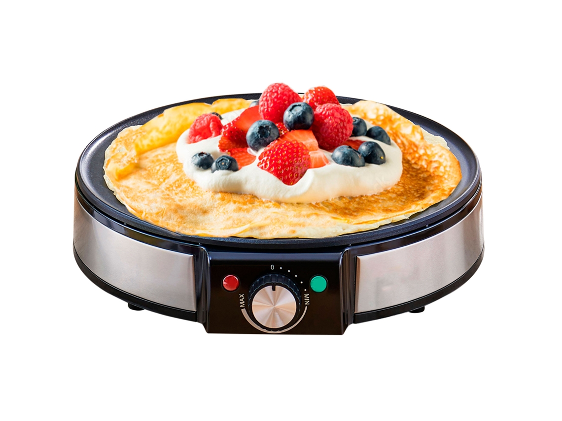 Crepera, Máquina de Hacer Crepes, BRIEBE CM1137, Antiadherente, Regulador Temperatura,