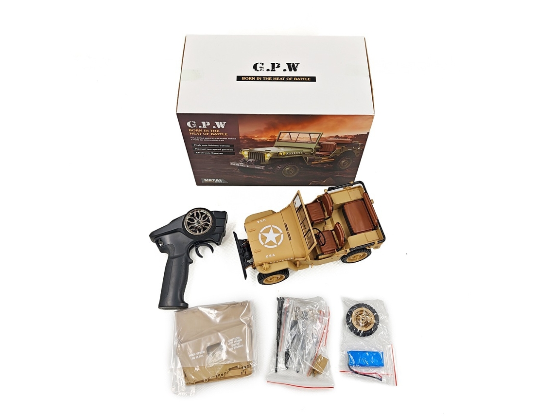 Miniatura HG4 58 Willys a escala 1:14, modelo de coche con transmisión totalmente metálica MDUG (1/14)