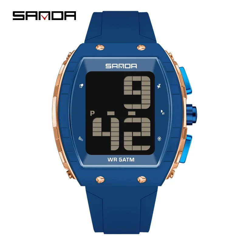 Reloj Digital Elegante Para Hombre (azul) Con Esfera Grande, Fecha, Día De La Semana, Alarma Y Resistente Al Agua.