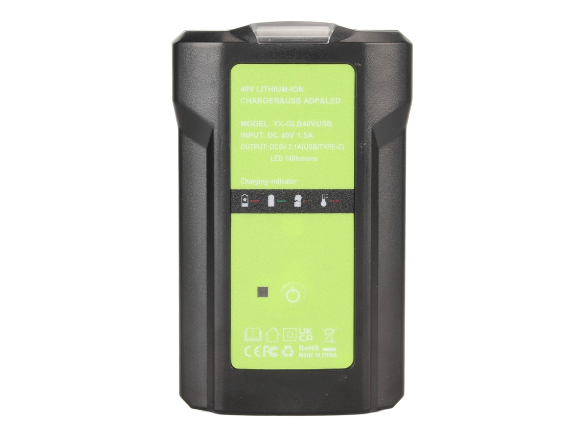 Cargador Con Luz Usb Para Batería De Litio Greenworks 40v