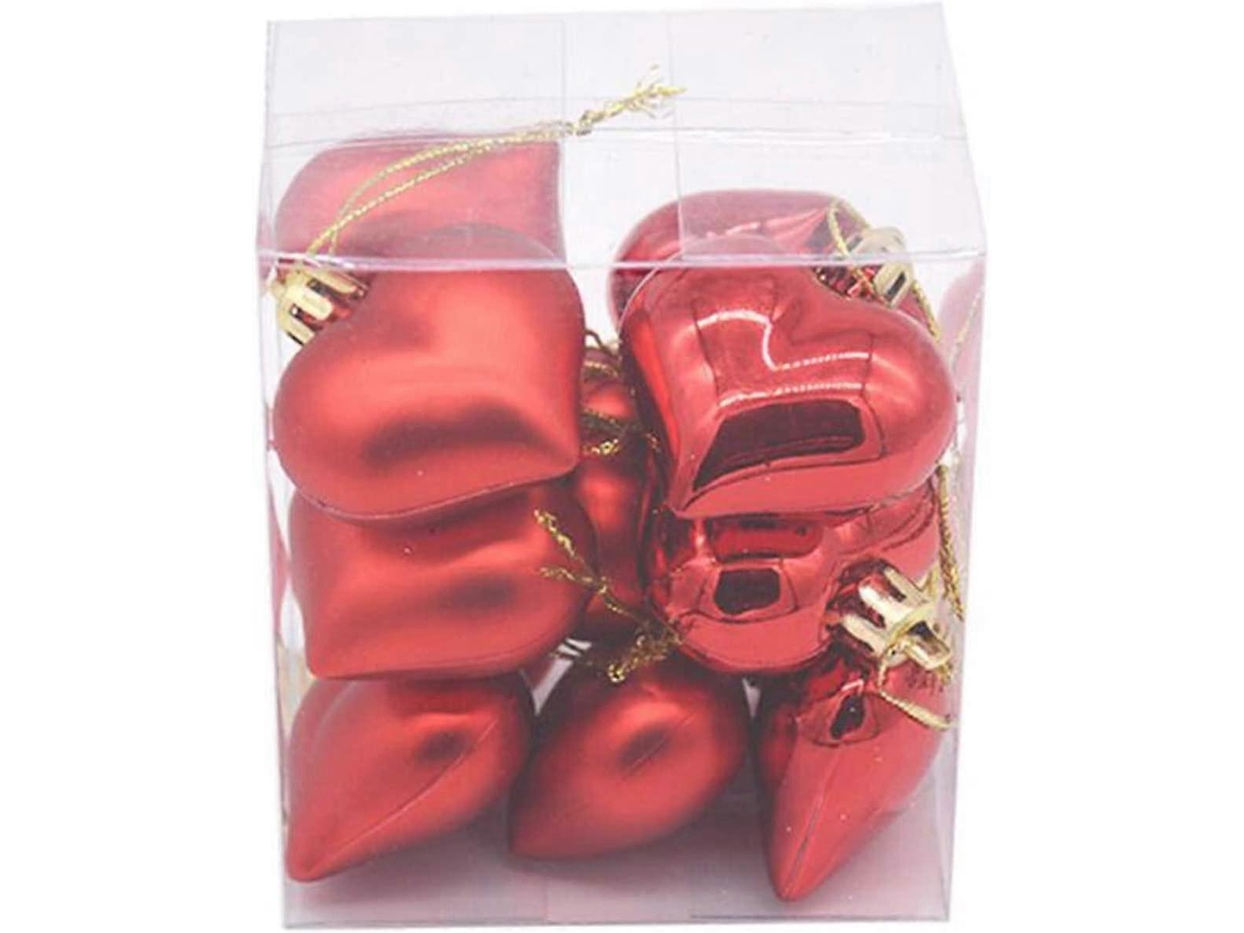 Omni-12 Colgantes Corazón Pequeños 4.5cm Para Decoración De San Valentín Boda Fiesta De Cumpleaños Material Plástico Rojo