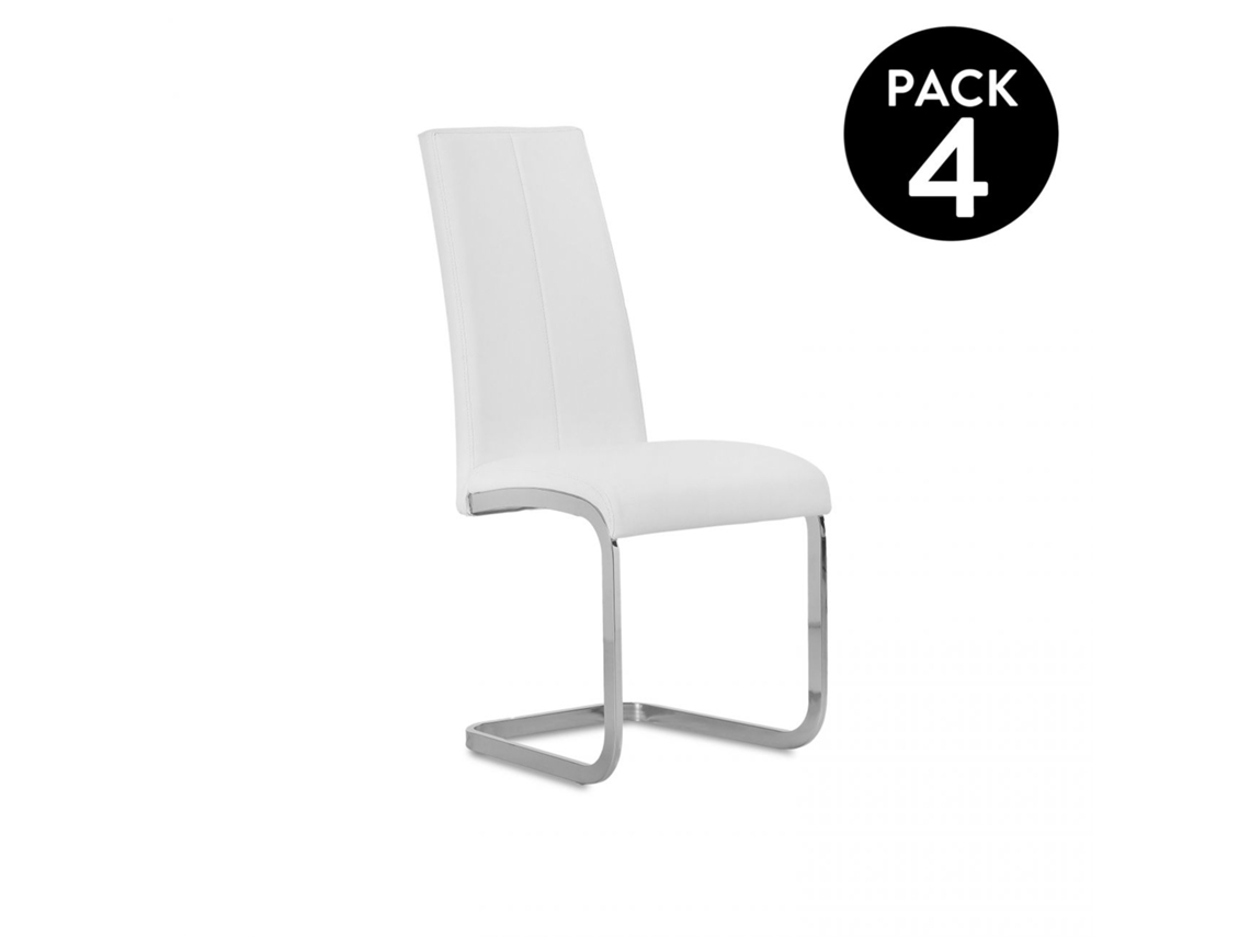 Pack 4 sillas de comedor Smile símil piel Blanco 44,9 x 100 x 38 cm