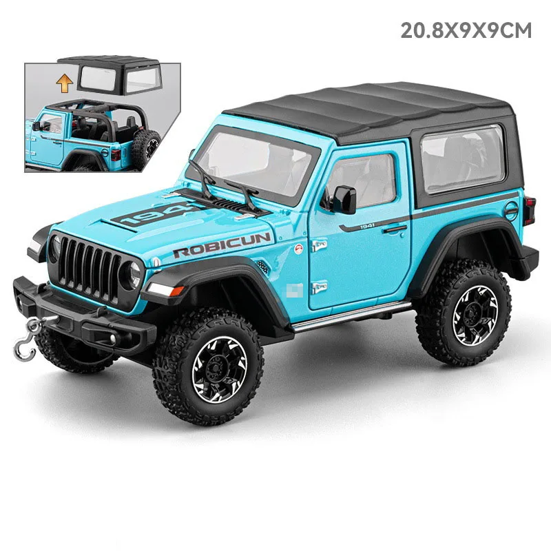 (Rubicon Blue) 1:24 - Coche en miniatura - Efectos de sonido y luz - Adorno