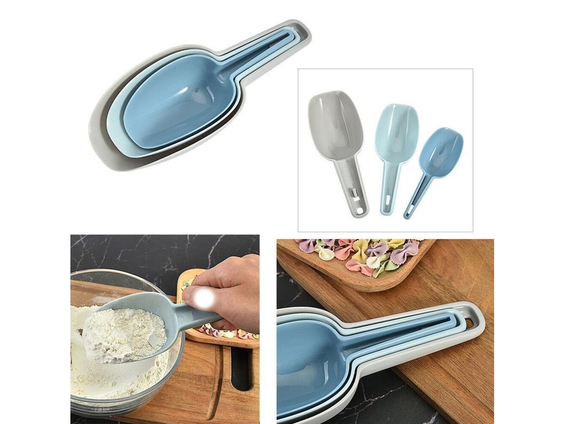 2026rebe-set De 3 Cucharadas De Plástico Para Helado Dulces Cereales Harina Alimentos Secos Taupe Azul Claro Azul Oscuro