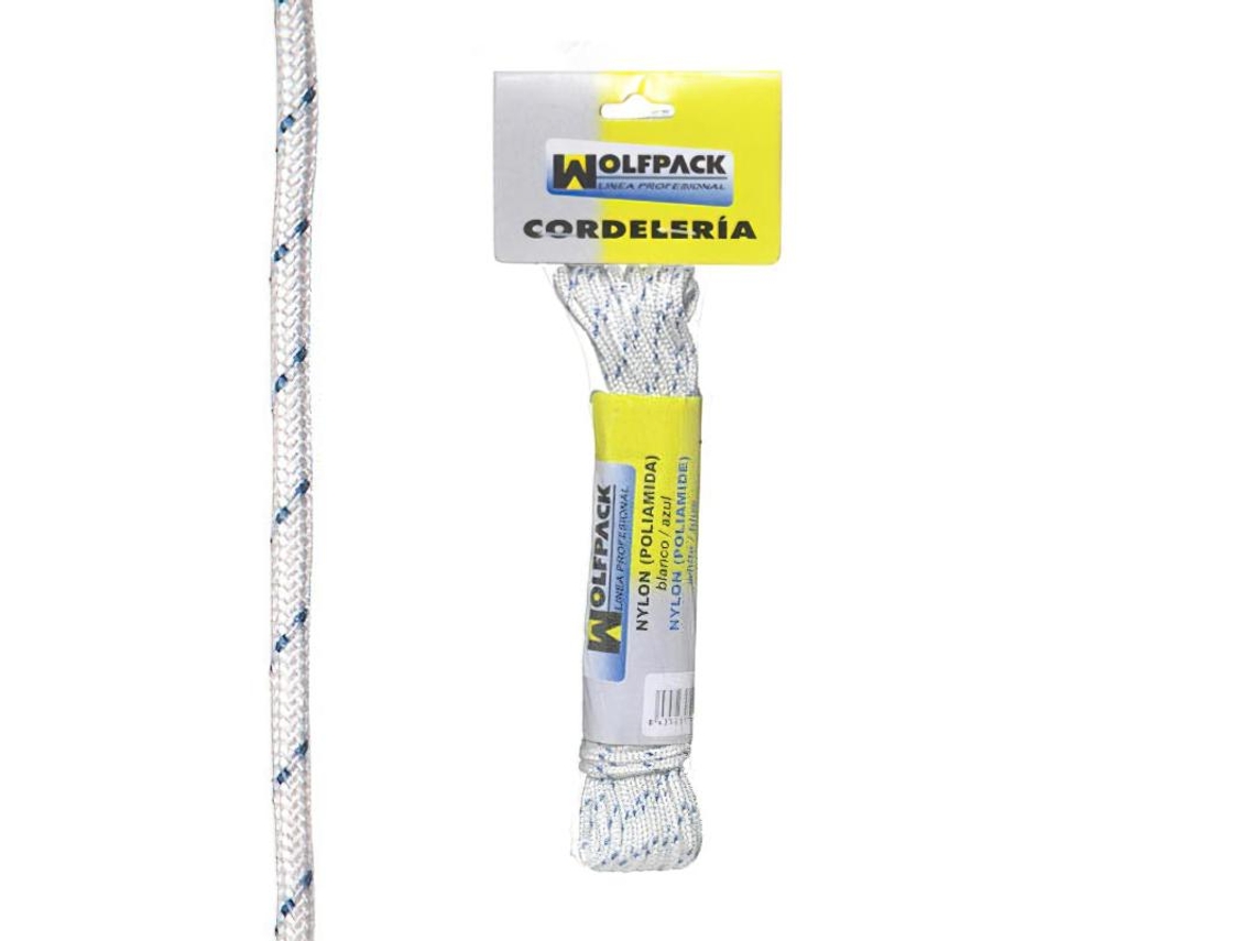 Cuerda Nylon Alta Tenacidad Blanca / Azul (Madeja 10 m.) WOLFPACK LINEA PROFESIONAL