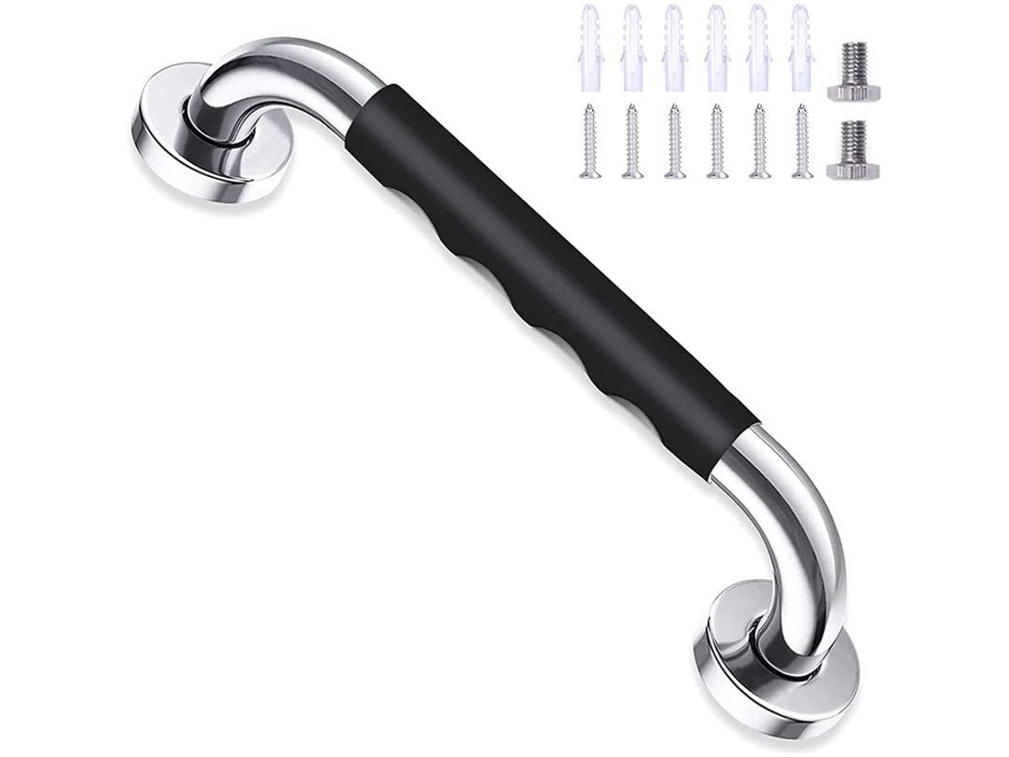 Mango De Seguridad Para Baño Negro 30cm, Antideslizante, Acero Inoxidable Sus304, Montaje En Pared, Capacidad 200kg