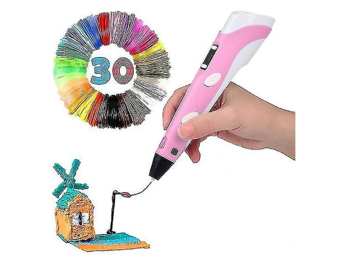 Lápiz Inteligente Para Impresión 3d Con Carga Usb Y 30 Filamentos Pla De Color Rosa.