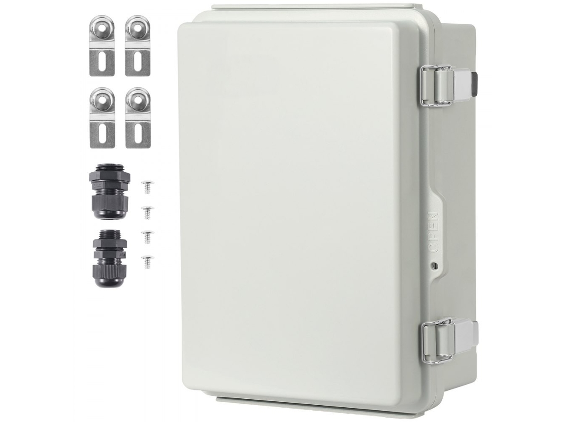 Caja De Derivación Plástica 300 X 200 X 180 Mm Ip67 Con Tapa Articulada Y Cierre En Acero Inoxidable Sus 304
